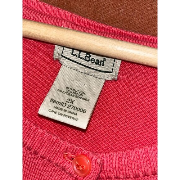 L.L.Bean Womens Red Button-Front Cardigan 2X Cotton Blend Lightweight Sweater - Picture 7 of 8
